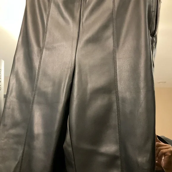 (Lori) Zara Black Faux Leather-Style Trousers - Picture 3 of 10